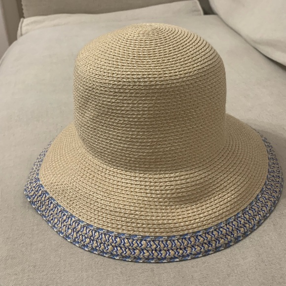 ERIC JAVITS Beige with Blue Trim Straw Hat - Picture 7 of 13